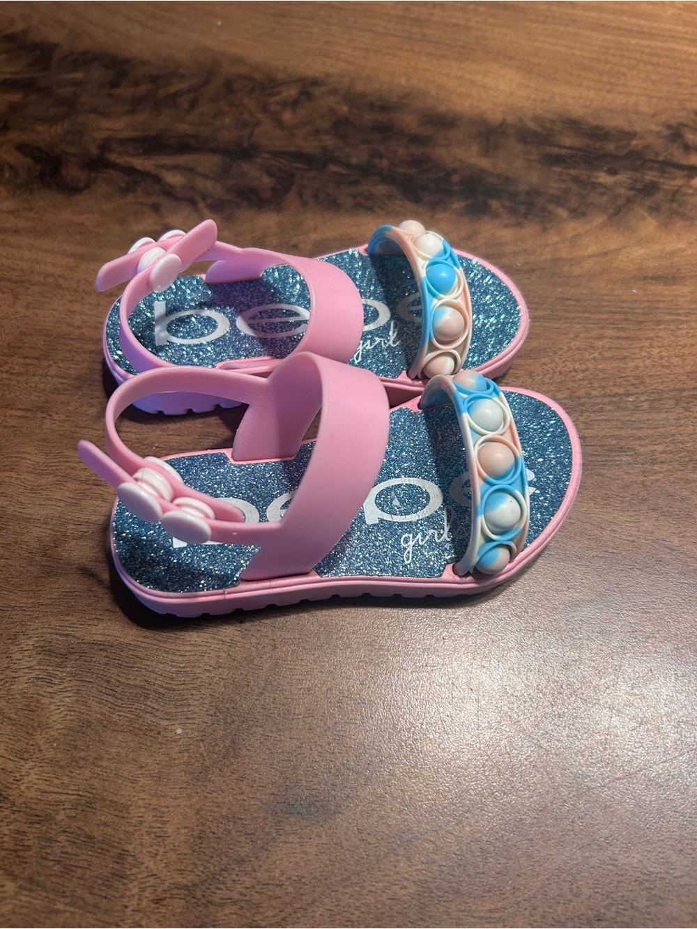 Bebe Girls Pink Jelly “Pop-It” Sandals